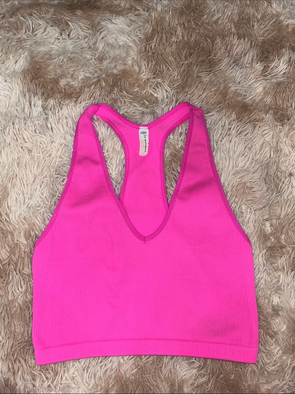 Free People Hot Pink Ribbed Racerback Bralette